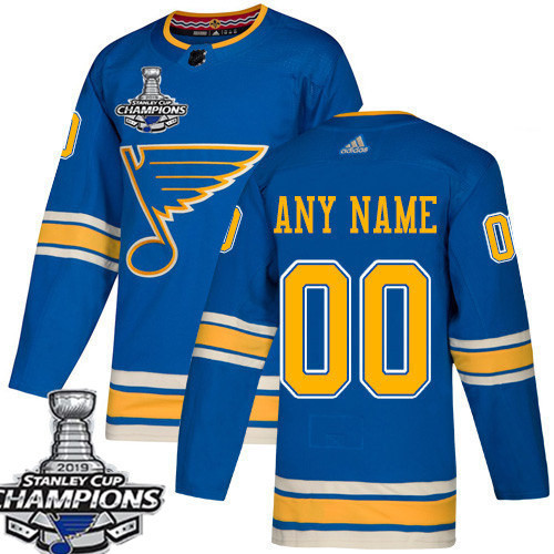 Men's St.louis Blues Blue 2019 Stanley Cup Champions Custom Name Number Size Stitched NHL Jersey